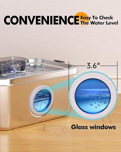 Dog & Cat Water Fountain, 2 Gallon 304 Food Grade Stainless Steel Water Fountain for Small, Medium & Large Dog, Quiet Pet Water Fountain with Filter, Smart Water Pump Protection, Easy to Clean in Saudi Arabia