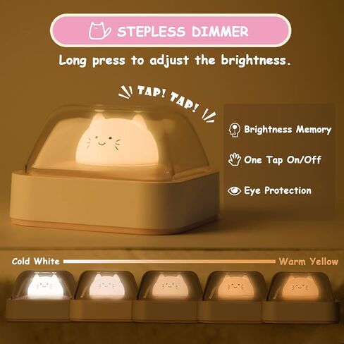 AVSMGP Nursery Night Light, Baby Night Light for Breastfeeding and Sleep Aid, Portable Battery Powered Bedside Nightlight, Touch Control Dimmable Nursery Lamp, Cute Cat Gifts for Cat Lovers,Pink in Saudi Arabia