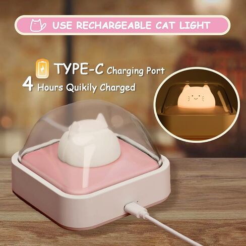 AVSMGP Nursery Night Light, Baby Night Light for Breastfeeding and Sleep Aid, Portable Battery Powered Bedside Nightlight, Touch Control Dimmable Nursery Lamp, Cute Cat Gifts for Cat Lovers,Pink in Saudi Arabia