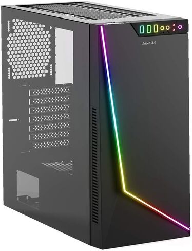 GAMDIAS White ATX Mid Tower Computer Case Tempered Glass, Gaming PC Case Support Dual 360mm AIO/Radiator, 7x120mm Case Fans (4X 120mm Built-in), 420mm GPU/VGA, USB3.0X 2, Type C x1, 170mm CPU Cooler in Kuwait