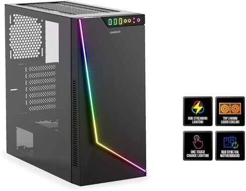 GAMDIAS White ATX Mid Tower Computer Case Tempered Glass, Gaming PC Case Support Dual 360mm AIO/Radiator, 7x120mm Case Fans (4X 120mm Built-in), 420mm GPU/VGA, USB3.0X 2, Type C x1, 170mm CPU Cooler in Kuwait