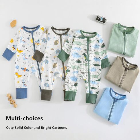 BeiVSlley Baby Boy Girl Footless Zipper Romper Onesie Long Sleeve Cotton Jumpsuit Coverall Newborn Solid Outfits Clothes in Saudi Arabia