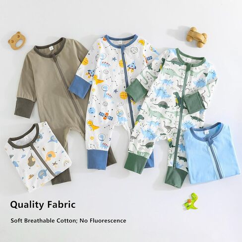 BeiVSlley Baby Boy Girl Footless Zipper Romper Onesie Long Sleeve Cotton Jumpsuit Coverall Newborn Solid Outfits Clothes in Kuwait