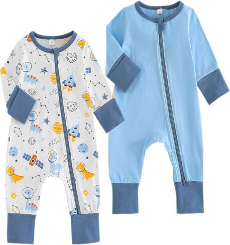 BeiVSlley Baby Boy Girl Footless Zipper Romper Onesie Long Sleeve Cotton Jumpsuit Coverall Newborn Solid Outfits Clothes in Saudi Arabia