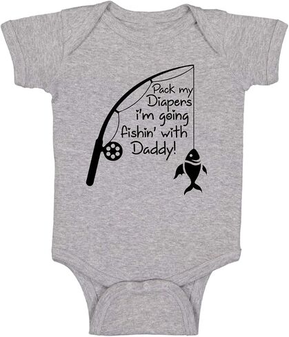 Pack My Diapers I 'm Going Fishing with Daddy - Funny Cute Infant Creeper, One-Piece Baby Bodysuit in Kuwait
