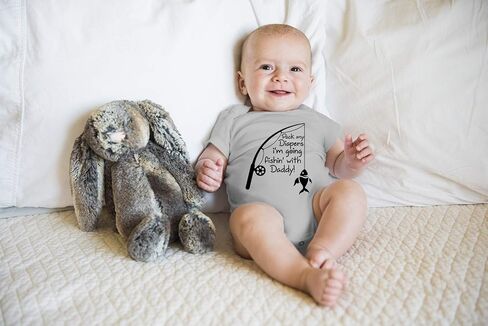 Pack My Diapers I 'm Going Fishing with Daddy - Funny Cute Infant Creeper, One-Piece Baby Bodysuit in Kuwait