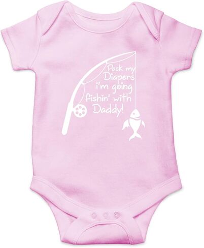 Pack My Diapers I 'm Going Fishing with Daddy - Funny Cute Infant Creeper, One-Piece Baby Bodysuit in Kuwait