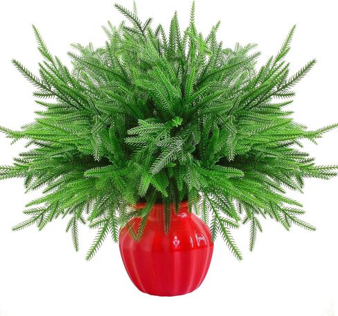 Christmas Norfolk Pine Branches - Set of 6 Artificial 16-Inch DIY Crafts for Xmas Indoor and Outdoor Home Decor in Saudi Arabia