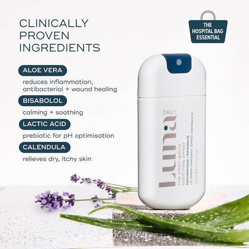 Postpartum Soothing Spray – Vegan, Travel Sized, Fragrance-Free Relief – Aloe Vera & Lactic Acid – pH Balancing, Anti-Itch, Pain & Swelling Relief – Intimate Perineal Care & Cooling Cleanser,30ml in Saudi Arabia
