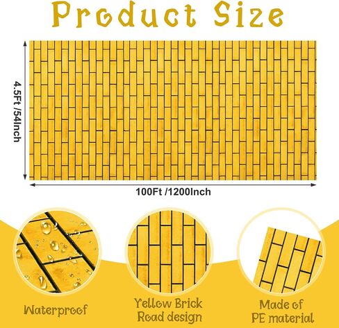 4.5 x 20 Feet Yellow Brick Road Floor Runner for Wizard Party Decorations,Large Disposable Brick Stone Wall Backdrop for Photography for Halloween Princess Cosplay Medieval Castle Party Decorations in Kuwait
