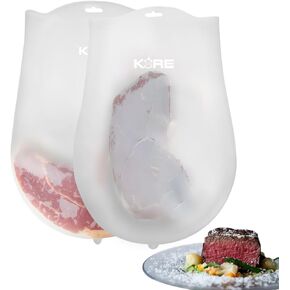 AppleKoreLiving Reusable Sous Vide Bags | Set of 2 Extra Large BPA Free Bags | Food Grade Silicone Sous Vide | 60% Larger, Thinner and More Flexible than Other Reusable Bags | Compatible with Joule, Anova, Siochef, Instant Pot Immersion Circulators and ot