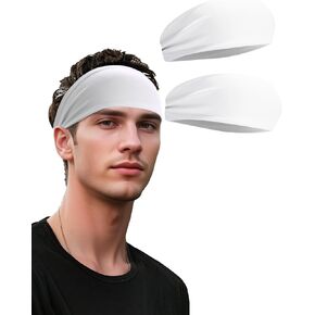 Headbands for Men, Mens Sweat Headband Non-Slip Sweatband Sports Running Cycling Yoga Basketball Workout Football Training