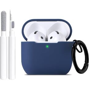 Maxjoy for Apple Airpods 4th Generation Case Cover(2024), Silicone Case with Cleaner Kit & Keychain Compatible Compatible with Airpods 4 case for Women,Men(Black)