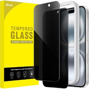JETech Privacy Screen Protector for iPhone 16 Pro 6.3-Inch, Anti-Spy Tempered Glass Film with Easy Installation Tool, 2-Pack