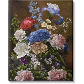 Stupell Industries Vintage Flowers & Cat Canvas Wall Art by Nene Thomas