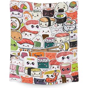 Sushi Blanket for Girls - 40x50 Inches Crib Size - Soft Cozy Fuzzy Blanket Gift - Colorful Cute Throw Blanket for Couch, Chair, Office