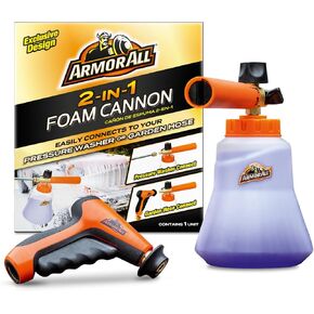 Armor All 2-in-1 Foam Cannon Kit, Car Cleaning Kit Connects to Power Washers and Garden Hoses for Vehicle Cleaning, Includes Foam Cannon, Foam Applicator and Ergonomic Adaptor, 3 Count