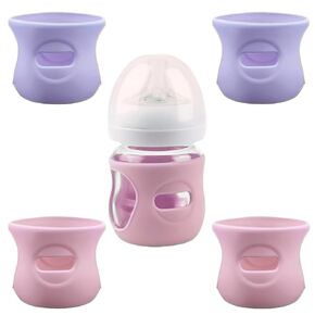 4 Pack Silicone Sleeves for Avent Natural Glass Baby Bottles, Anti Breakage Baby Bottle Holder, Compatible with Philips Avent Glass Natural Baby Bottle, BPA Free (Pink, 4 OZ)
