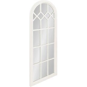 Kate and Laurel Gilcrest Traditional Arch Wood Framed Windowpane Wall Mirror, 18 x 47, Walnut Brown, Farmhouse Decorative Mirror