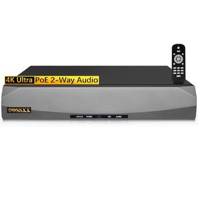 OOSSXX 8.0/4K Megapixel 8-Channel POE NVR Network Video Recorder, Supports up to 8 x 8MP/4K IP Cameras, Max 8 TB Hard Drive (HDD Not Included)