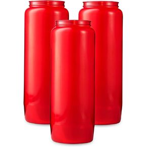 شموع تريبيلو 9 أيام، 10 عبوات | شموع حمراء مقاس 7 بوصات للنصب التذكاري، والصلاة، والاحتفالات الدينية، والوقفة الاحتجاجية، وديكور الحفلات | شمع أبيض غير معطر في وعاء بلاستيكي أحمر in Kuwait