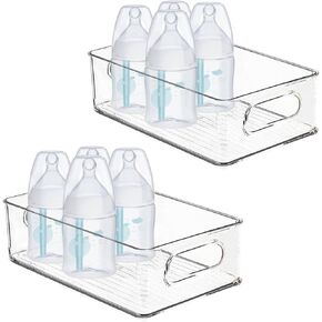 Baby Bottle Organizer, Plastic Storage Center for Baby Bottles and Food Jars, Portable Nursery Storage Plastic Baby Organizer,Convenient Storage Center for Kitchen Cabinet, Refrigerator&Countertop-2PC