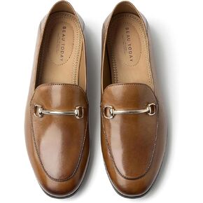 BEAU TODAY Loafers for Women Flats Shoes, Women’s Leather Penny Loafers, Comfortable Slip-on Business Casual Loafers Pointed Toe Non-Slip Office Work Trendy Ladies Flat Dress Shoes