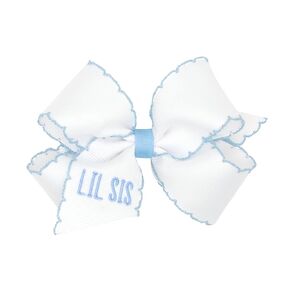 Wee Ones Girls' Grosgrain with Millennium Blue Moonstitch Edge and Embroidery on a WeeStay Hair Clip, Medium, Little