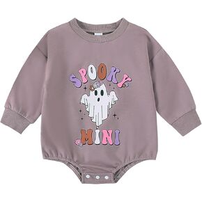 Halloween Baby Clothes Boy Girl Pumpkin Ghost Sweatshirt Bubble Romper Bodysuit Shirt Infant Fall Outfit