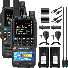 TIDRADIO TD-H3 Multi-Band ham Radio with APP Wireless Programming, with TD-771 Long Antenna& Speaker Mic,USB-C Programming & Charging,2500mAh Battery,One Key Frequency Match,DTMF FM AM NOAA VOX SCAN.