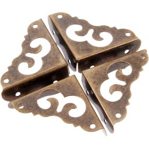 4Pcs Iron Red Copper Vintage Decorative Corner Protector Guards Edge Cover for Chest Case Box-1.22" x 1.22" x 0.43"