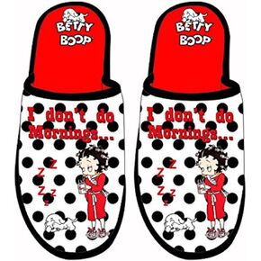 شبشب Betty Boop I Don't Do Mornings - مقاس واحد يناسب معظم الأشخاص باللون الأحمر، مقاس كبير in Kuwait