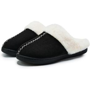 welltree Women's Memory Foam Slippers with Coral Fleece Lining Non-Slip Slippers Winter House Shoes for Indoors and Outdoors