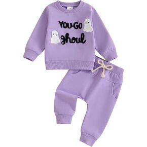 Halloween Outfits For Baby Girls Spooky Boo Ribbed Sweatshirt Pants Toddler Infant Girls Halloween Fall Clothes