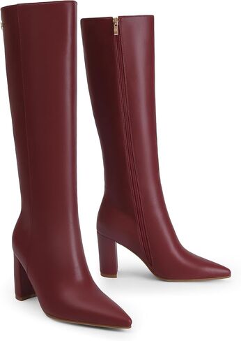 iiimmu Knee High Boots for Women 3 IN Chunky Heel with Side Zipper Soft Faux Leather Tall Boots Pointed Toe 15 IN Shaft in Saudi Arabia