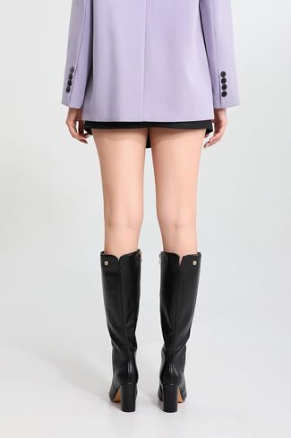 iiimmu Knee High Boots for Women 3 IN Chunky Heel with Side Zipper Soft Faux Leather Tall Boots Pointed Toe 15 IN Shaft in Saudi Arabia