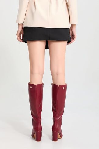 iiimmu Knee High Boots for Women 3 IN Chunky Heel with Side Zipper Soft Faux Leather Tall Boots Pointed Toe 15 IN Shaft in Saudi Arabia