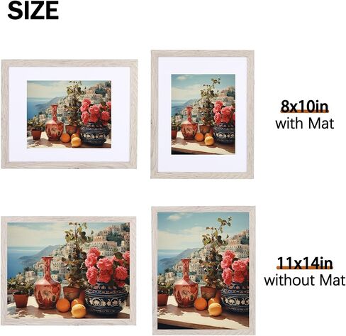 8X10in Photo Frames Set of 7,Display Pictures 5x7in with Mat or 8x10in Without Mat,Picture Frame with Brown Wood Grain for Wall Mounting or Table Top Display in Saudi Arabia