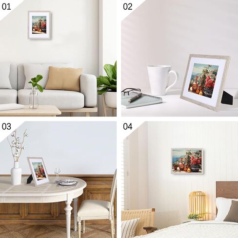 8X10in Photo Frames Set of 7,Display Pictures 5x7in with Mat or 8x10in Without Mat,Picture Frame with Brown Wood Grain for Wall Mounting or Table Top Display in Saudi Arabia