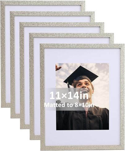8X10in Photo Frames Set of 7,Display Pictures 5x7in with Mat or 8x10in Without Mat,Picture Frame with Brown Wood Grain for Wall Mounting or Table Top Display in Saudi Arabia