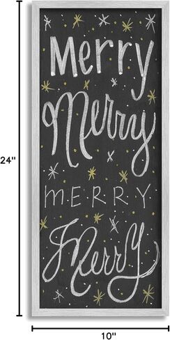Stupell Industries احتفالي Merry Chalk Style Typography نجوم عيد الميلاد، صممه Sd Graphics Studio لوحة جدارية مؤطرة باللون الرمادي، 10 × 24، رمادي in Saudi Arabia