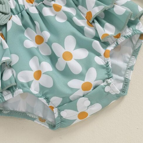 Madjtlqy الوليد طفلة الخريف الشتاء الزي ديزي رومبير فستان الكشكشة طويلة الأكمام الملابس بذلة مع القوس عقال in Kuwait