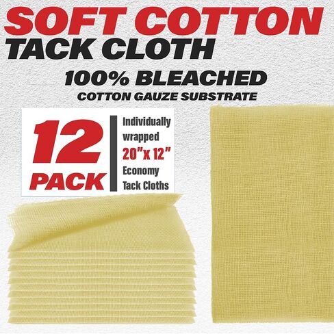 Tack Cloths for Removing Dust - 12 Gerson Blend Prep Tack Cloths, Synthetic Mesh Tack Cloth for Dust Removal, Durable Painting Rags, Dry Tack Cloth Rags, Woodworking and Automotive Paint Rags (9x18") in Saudi Arabia
