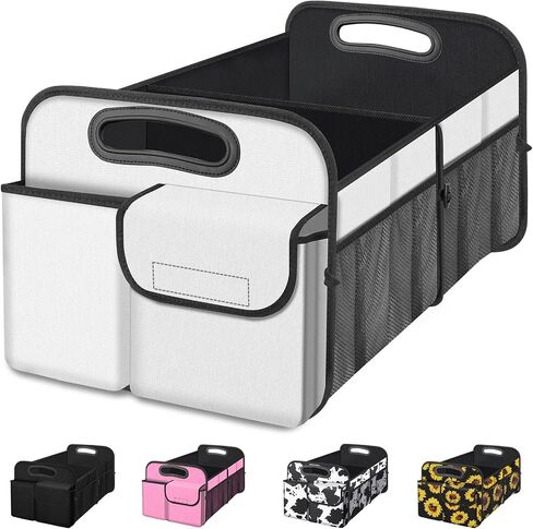 Femuar Large Capacity Trunk Organizer, Waterproof Car Accessory, Non-Slip, Foldable, Suitable for All Vehicles, Black in Kuwait