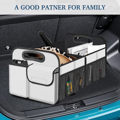 Femuar Large Capacity Trunk Organizer, Waterproof Car Accessory, Non-Slip, Foldable, Suitable for All Vehicles, Black in Kuwait