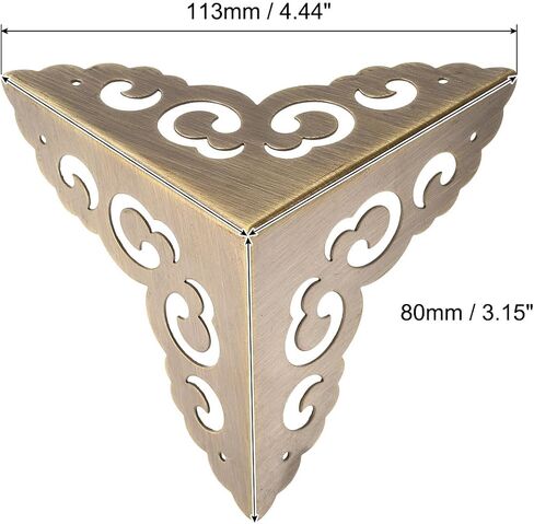 uxcell 2 Pcs Brass Edge Guard, 80mm Decorative Box Corner Cover, Corner Protector, Vintage Stair Dust Corners with Screws, Gold in Saudi Arabia