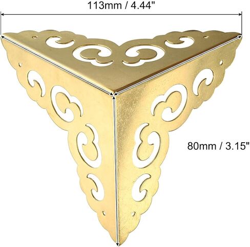 uxcell 2 Pcs Brass Edge Guard, 80mm Decorative Box Corner Cover, Corner Protector, Vintage Stair Dust Corners with Screws, Gold in Saudi Arabia