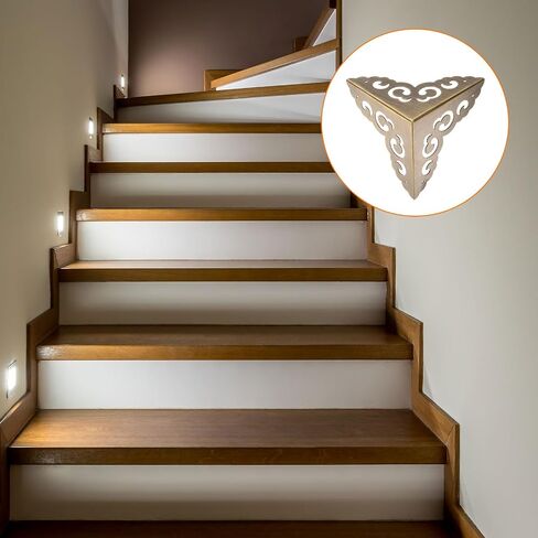 uxcell 2 Pcs Brass Edge Guard, 80mm Decorative Box Corner Cover, Corner Protector, Vintage Stair Dust Corners with Screws, Gold in Saudi Arabia