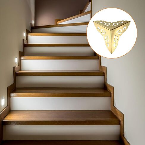 uxcell 2 Pcs Brass Edge Guard, 80mm Decorative Box Corner Cover, Corner Protector, Vintage Stair Dust Corners with Screws, Gold in Saudi Arabia