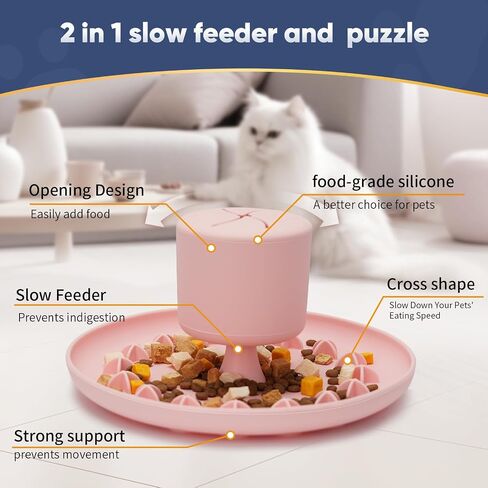 AAA AMUSANG Cat Slow Feeder Bowl, Silicone Material Cat Toy Bowl, Cat Fun Slow Feeder, Suction Cup Cat Bowl Slow Feeder, Lightweight, Durable and Easy to Clean Cat Feeder Purple in Saudi Arabia